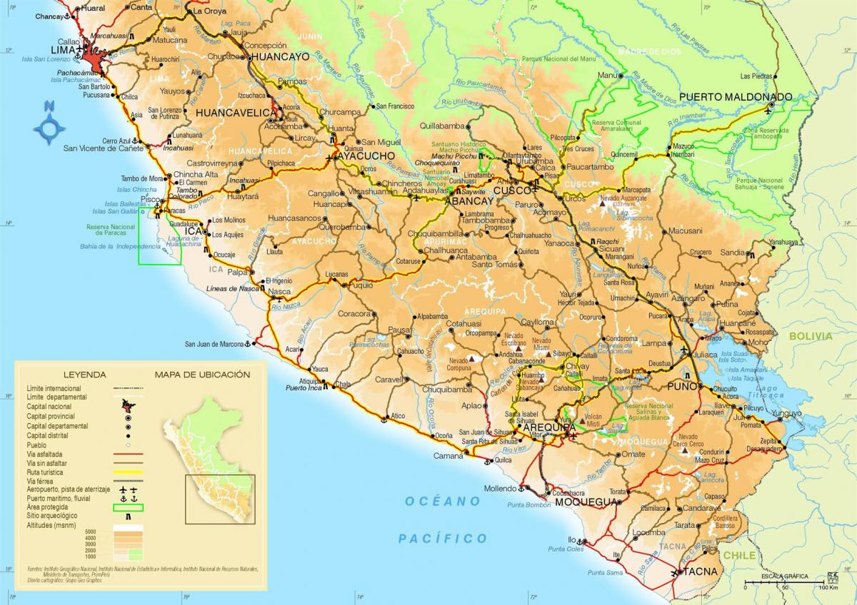 mapa del sud de Perú