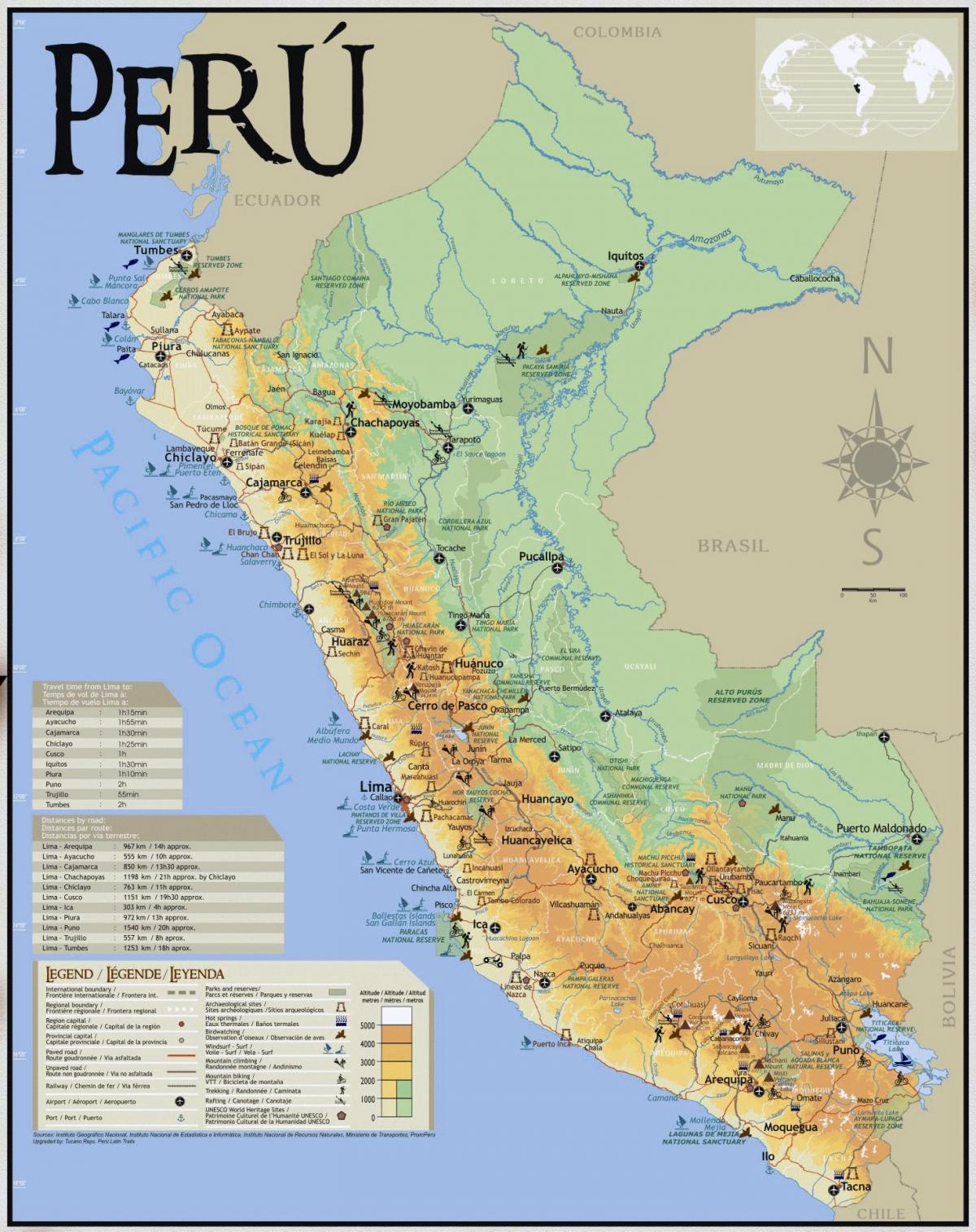 Perú atraccions turístiques mapa