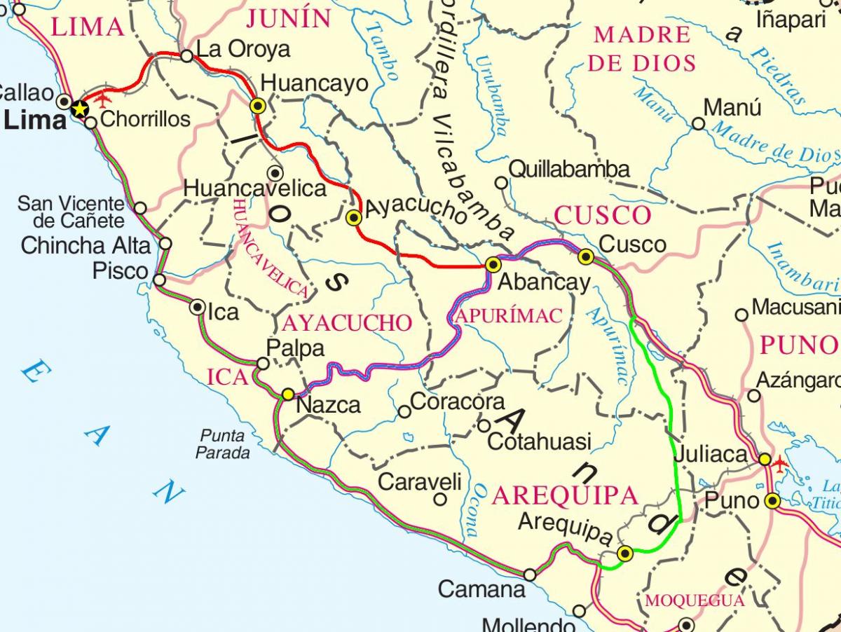 mapa del cusco al Perú
