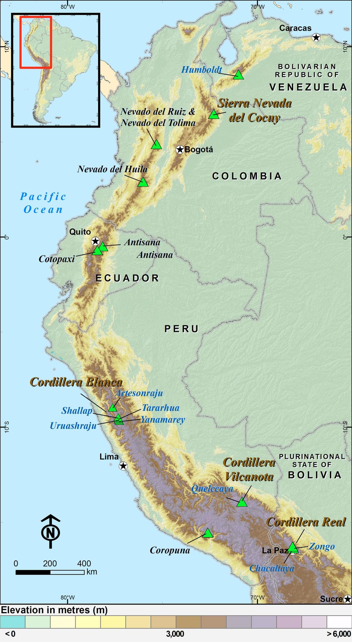 Andes peruans mapa