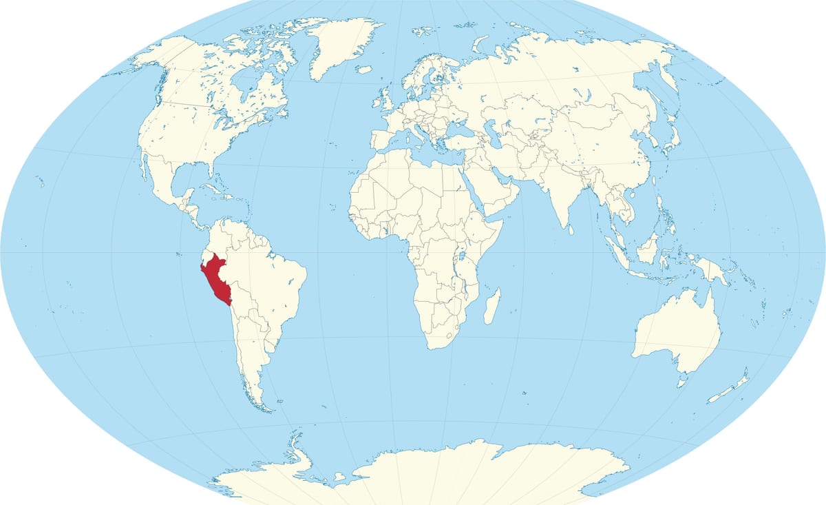 mapa del món que mostra Perú