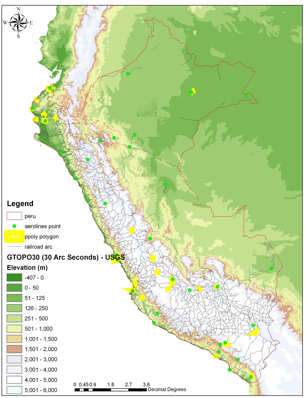 mapa del Perú elevació