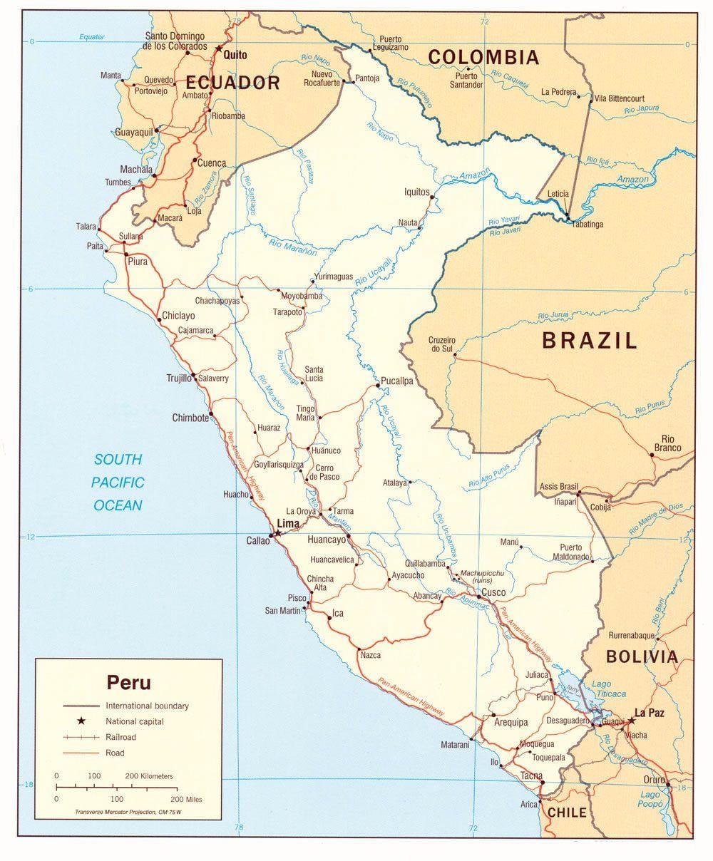 mapa del Perú estats