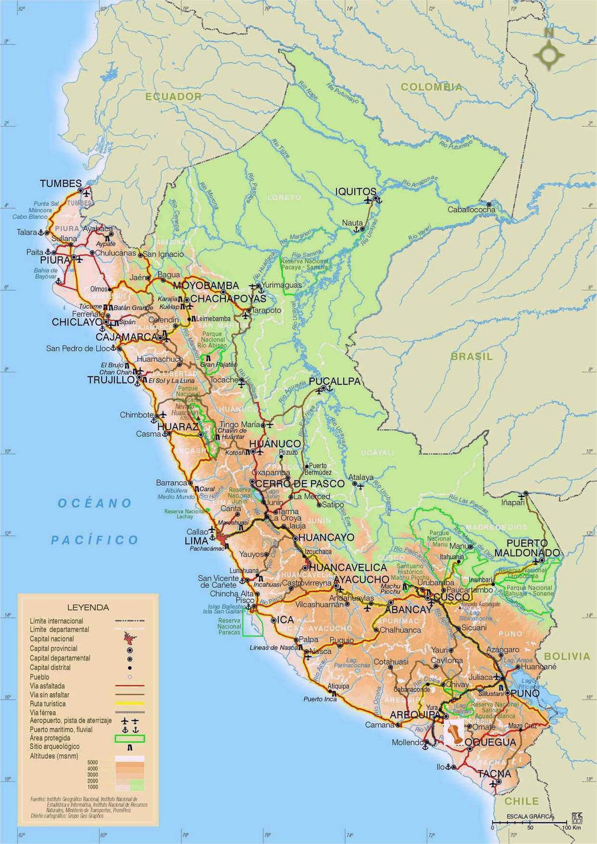 mapa del Perú carretera
