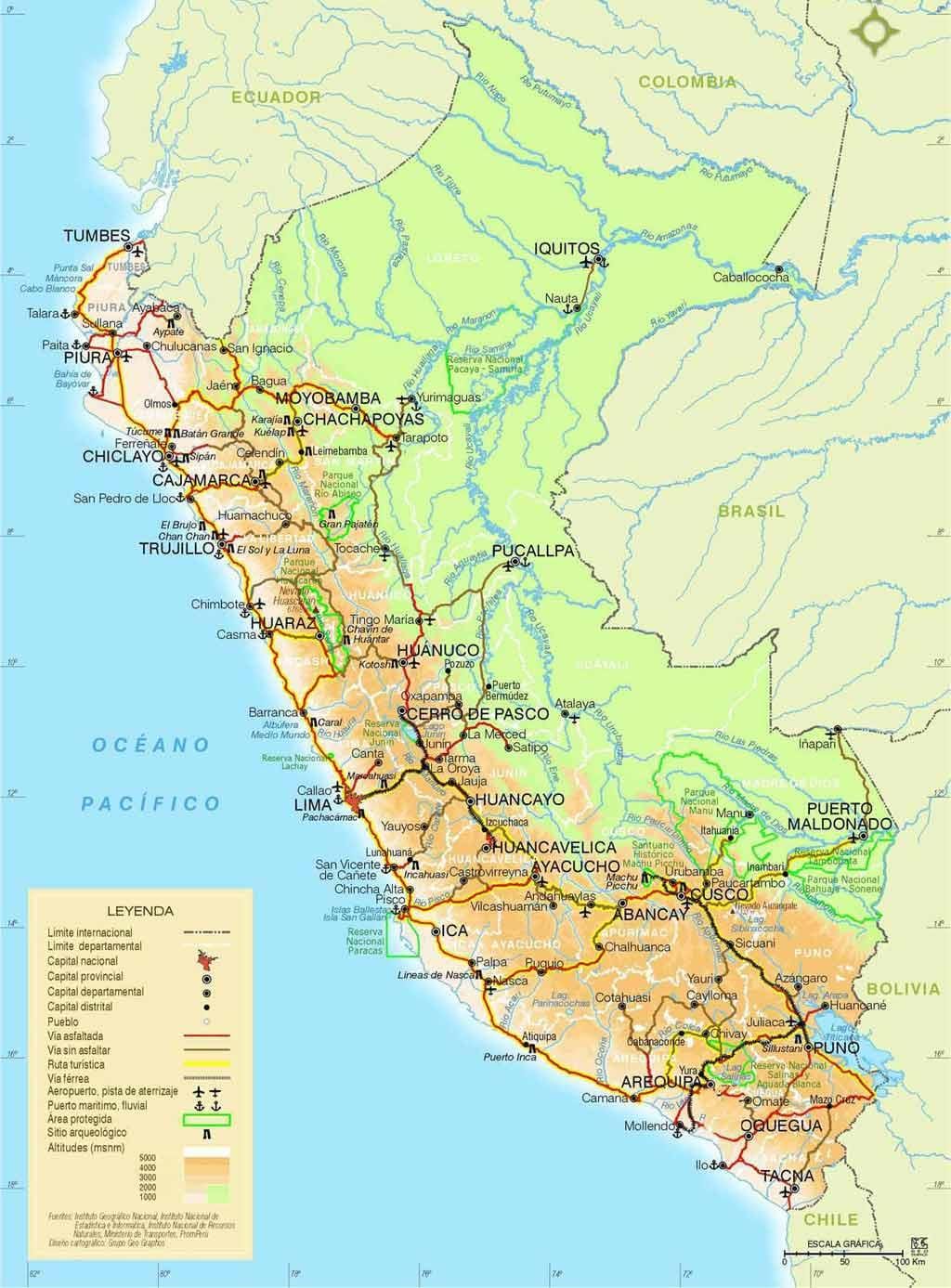 serralada dels andes Perú mapa