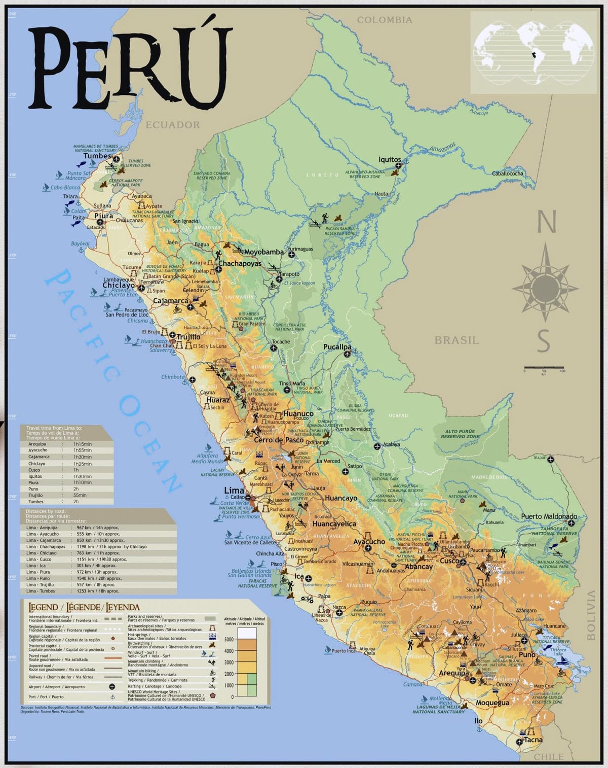 mapa del Perú viatges