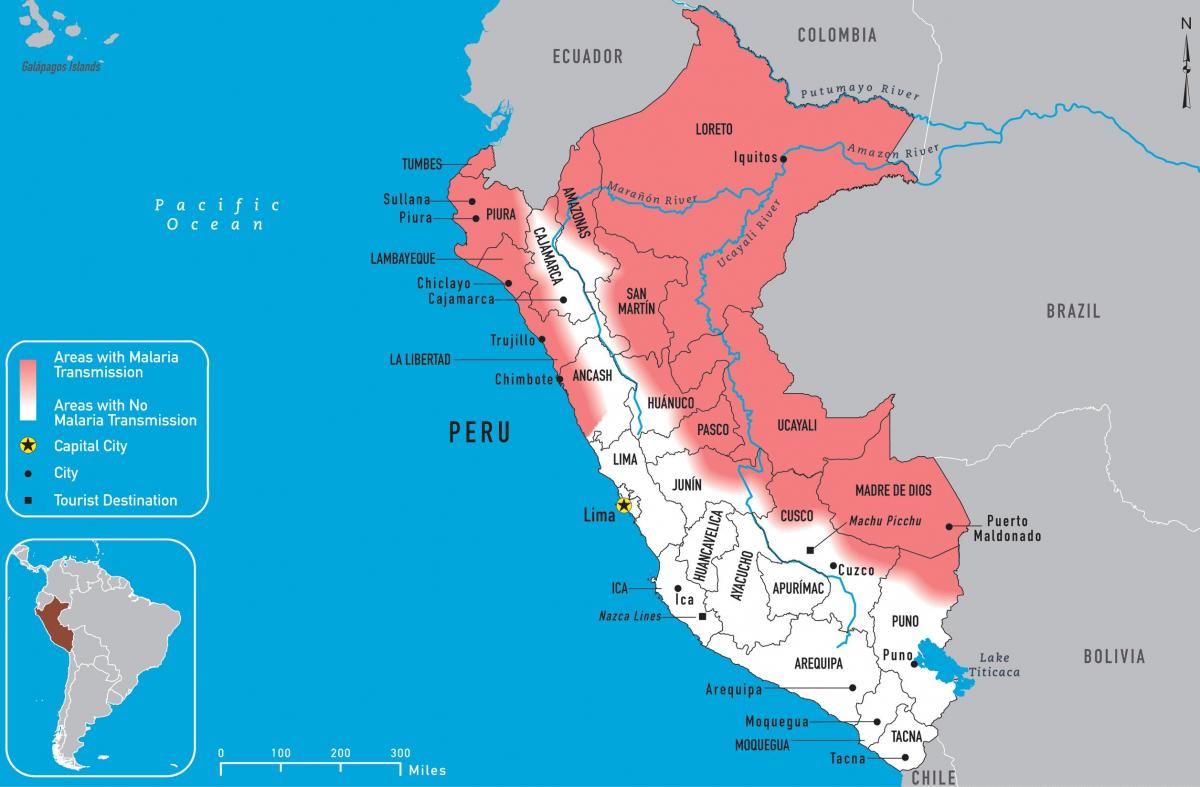 mapa del Perú malària