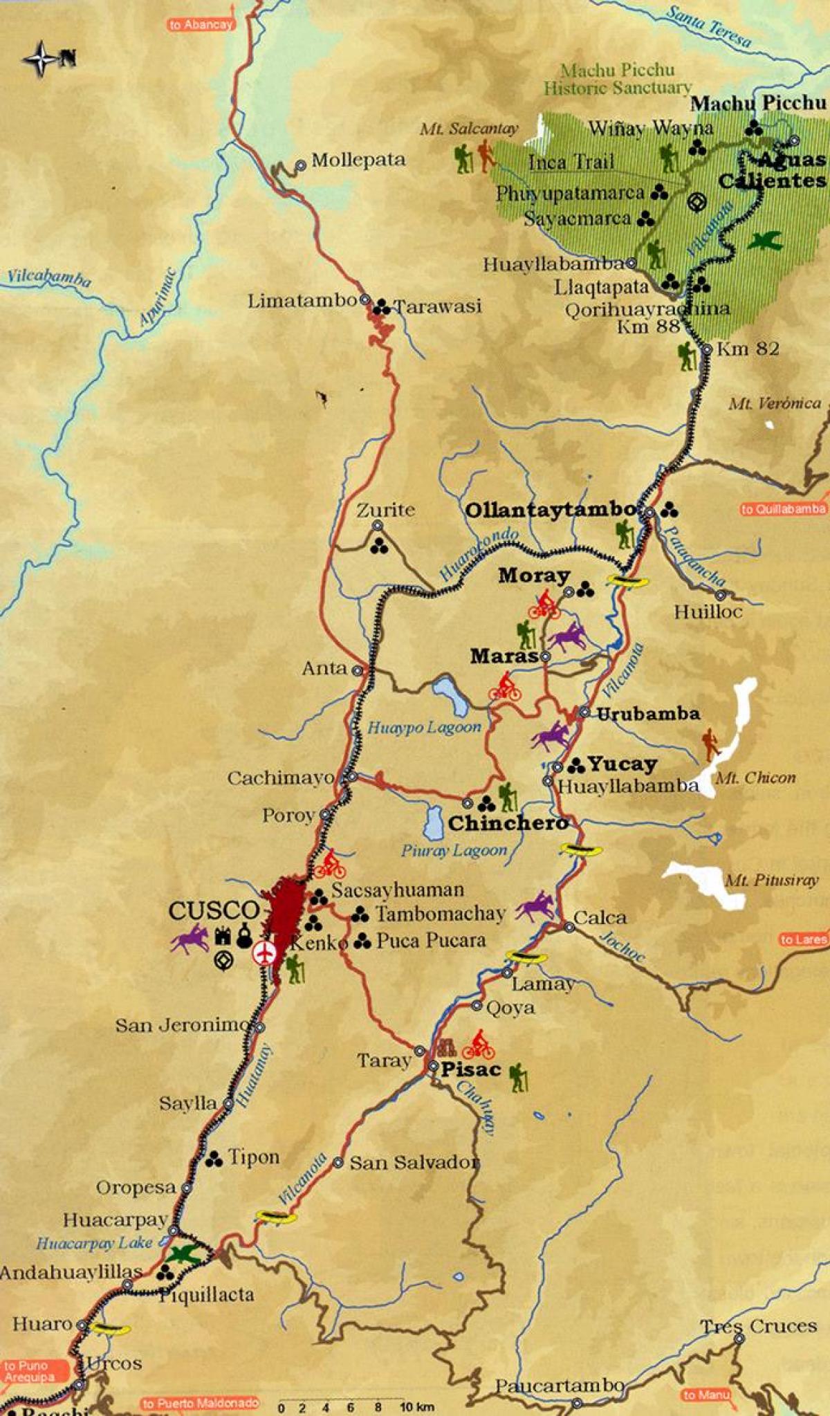 mapa de la sagrada vall de cusco al Perú