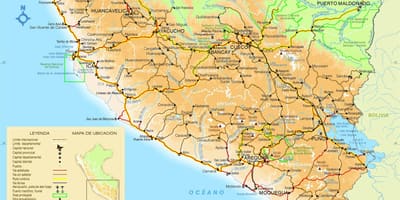 Mapa del sud de Perú