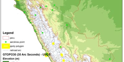 Mapa del Perú elevació