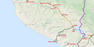 Perú tren mapa