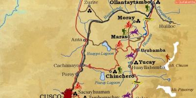 Mapa de la sagrada vall de cusco al Perú